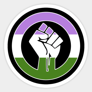 Black Lives Matter Fist Circled LGBTQ Flag Genderqueer Sticker